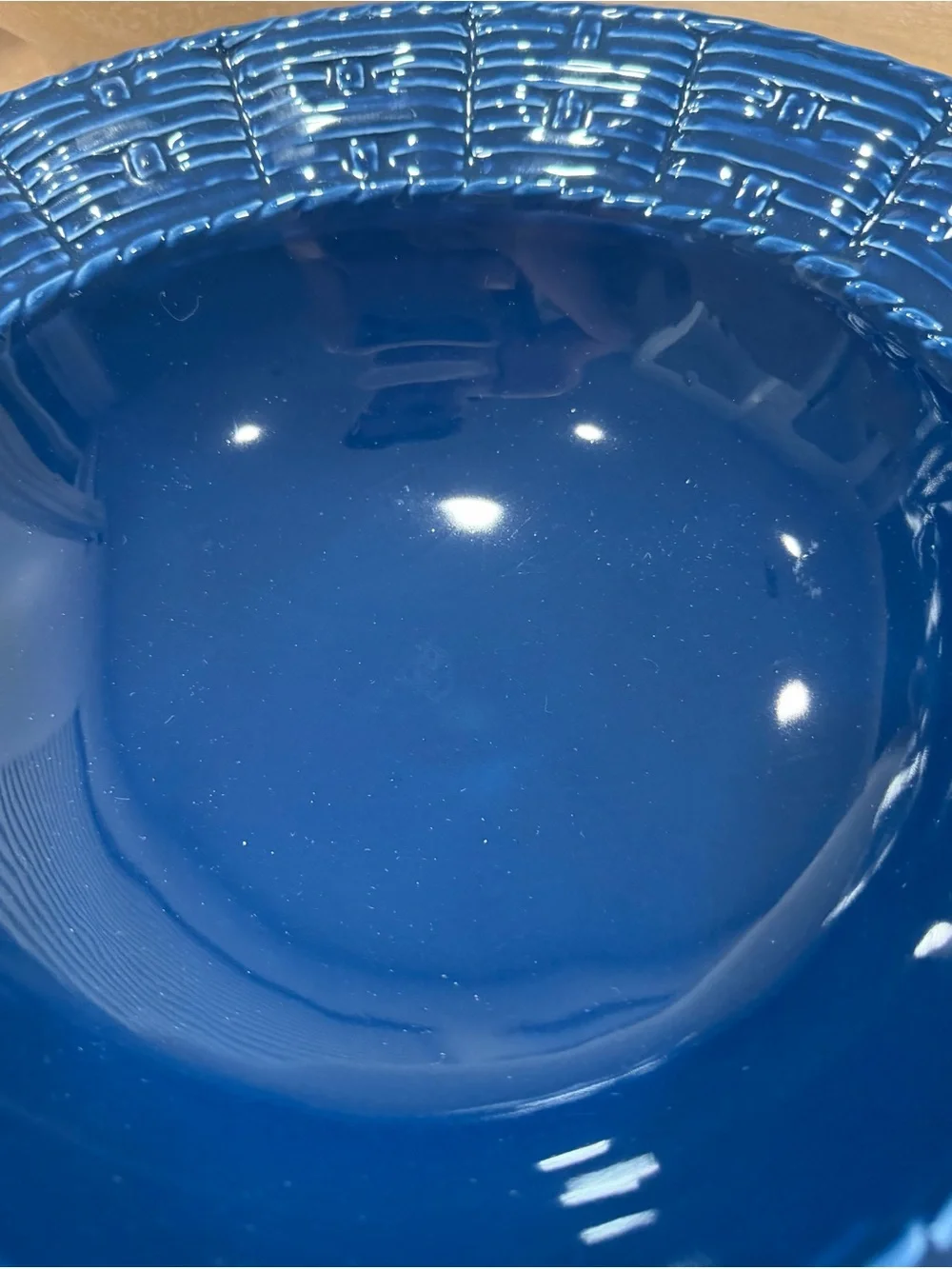 Sur La Table Deep Blue Textured Ceramic Platter and Bowl Set